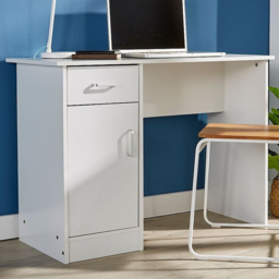 Home Source Tyler White Single Door Single Drawer Computer Desk