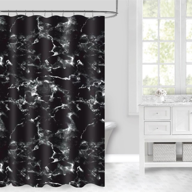Black Marble Shower Curtain 180 x 180cm - image 1