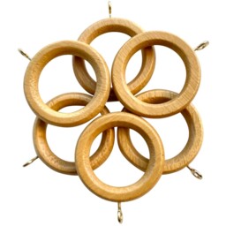 Pack of Six Richmond Curtain Rings - Waxed Oak