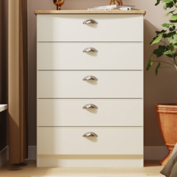 Victoria 5 Drawer Cream Ash and Oak Chest of Drawers