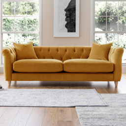3 Seater Ochre Velvet Large Sofa
