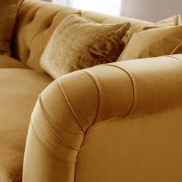 3 Seater Ochre Velvet Large Sofa - thumbnail 2