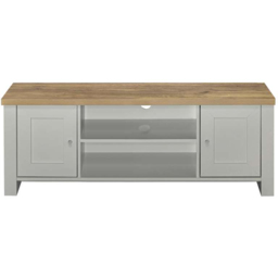 Highgate 2 Door 2 Shelf Grey Oak Large TV Unit - thumbnail 3
