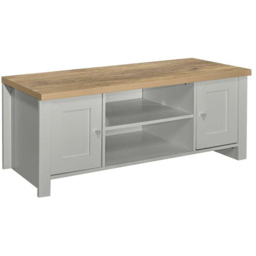 Highgate 2 Door 2 Shelf Grey Oak Large TV Unit - thumbnail 2