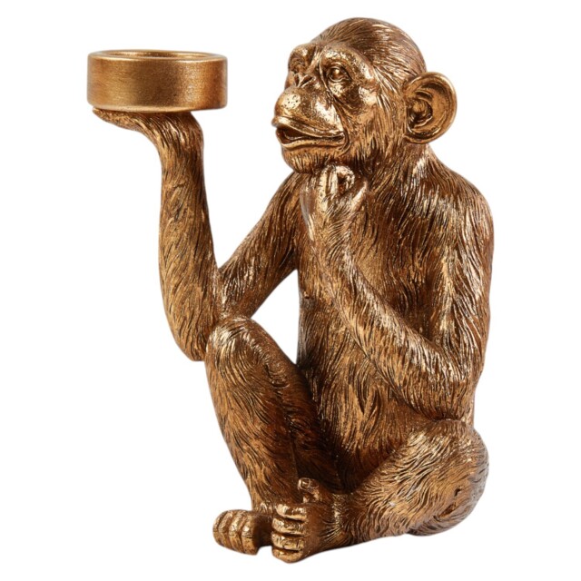 Modern Monkey Gold Tealight Holder 20cm - image 1