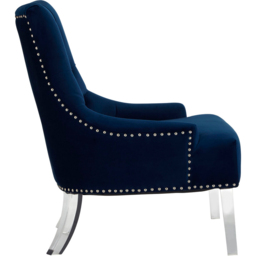Premier Housewares Clarence Button Tufted Navy Blue Velvet Chair - thumbnail 3