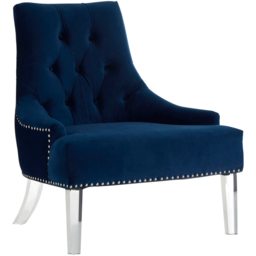Premier Housewares Clarence Button Tufted Navy Blue Velvet Chair - thumbnail 2