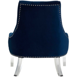 Premier Housewares Clarence Button Tufted Navy Blue Velvet Chair - thumbnail 4