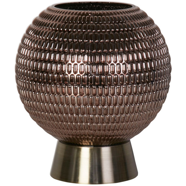 Lighting Collection Feng Brown Smoke Glass Shade Satin Brass Battery Powered Table Lamp - image 1
