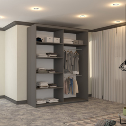 M N Furniture Banton 2 Door Grey Curved Mirrored Sliding Wardrobe 180cm - thumbnail 3