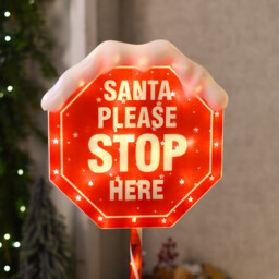36 LED Red Santa Stop Here LED Sign Stake Light - thumbnail 4