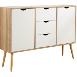 Home Source Boden 3 Drawer 2 Door White and Oak Sideboard Unit - thumbnail 2