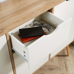 Home Source Boden 3 Drawer 2 Door White and Oak Sideboard Unit - thumbnail 3