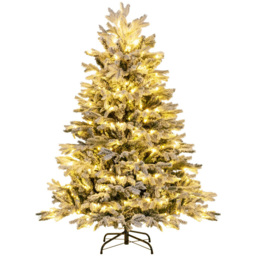 StarBright Pre Lit Flocked Warm White LED Artificial Christmas Tree 4.5ft