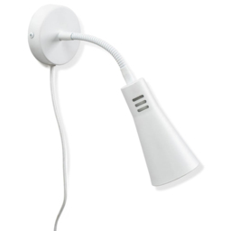 ValueLights Edwards Flexi Neck White Cone Plug-in LED Wall Light