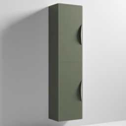 nuie Parade 2 Door Satin Green Wall Hung Tall Cabinet - thumbnail 1