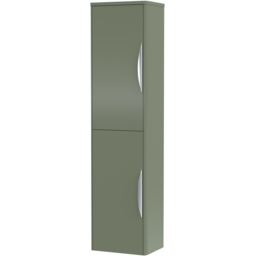 nuie Parade 2 Door Satin Green Wall Hung Tall Cabinet - thumbnail 2