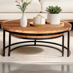 Brooklyn Wooden Round Nest of Tables Set of 2 - thumbnail 1