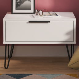 Crowndale Hong Kong Single Drawer Matt White Wide Side Table Ready Assembled