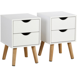 Home Source Boden White 2 Drawer Bedside Table 2 Pack - thumbnail 2