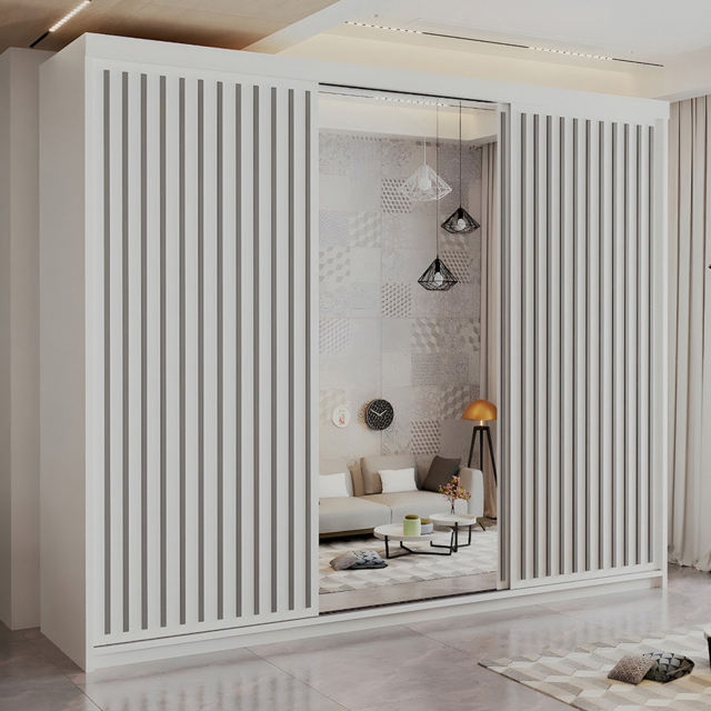 Sliding Wardrobes 4U Royal Minimalist White 3 Door Mirrored Wardrobe - image 1