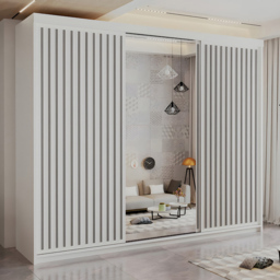 Sliding Wardrobes 4U Royal Minimalist White 3 Door Mirrored Wardrobe - thumbnail 1