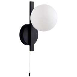 Merano Riomaggiore Matt Black Matt Opal Glass Bathroom Wall Lamp