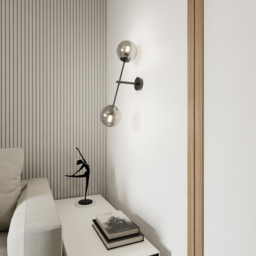 Emibig Linear Graphite Shade Black 2 Light E14 LED Wall Lamp - thumbnail 3