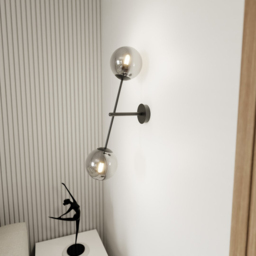 Emibig Linear Graphite Shade Black 2 Light E14 LED Wall Lamp - thumbnail 2