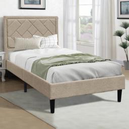 Brooklyn Single Stone Padded Headboard Bed Frame - thumbnail 1
