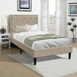 Brooklyn Single Stone Padded Headboard Bed Frame - thumbnail 3