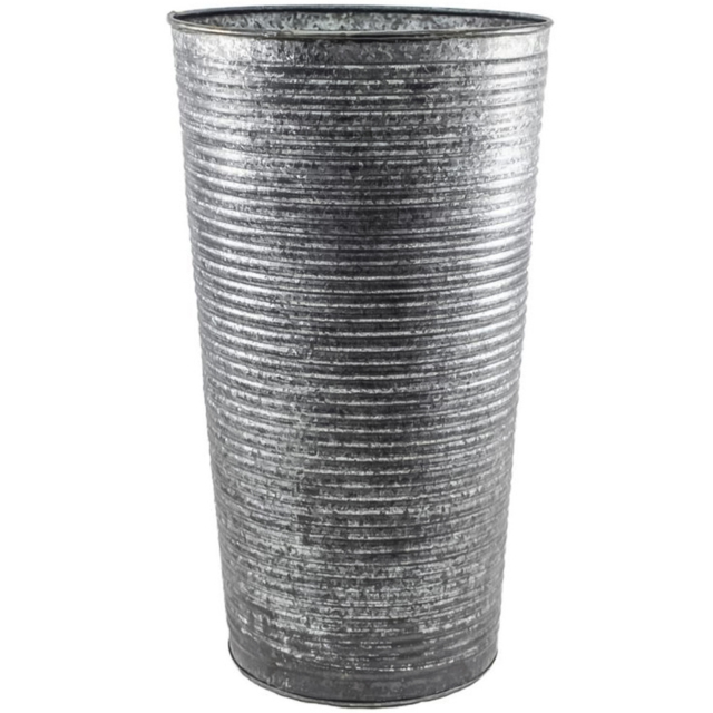 Ivyline Grey Ribbed Galvanised Vase 50cm - image 1
