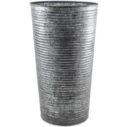 Ivyline Grey Ribbed Galvanised Vase 50cm - thumbnail 1
