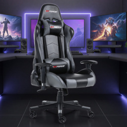 Furniture Online Pro FX Faux Leather Grey Sports Racing Reclining Gaming Chair - thumbnail 1