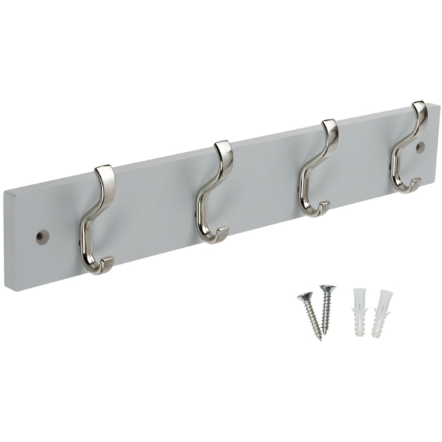 Headbourne Satin Nickel and Dove Grey 4 Hook Coat Rail - image 1