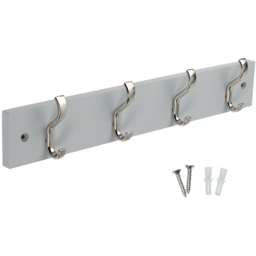 Headbourne Satin Nickel and Dove Grey 4 Hook Coat Rail