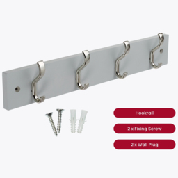 Headbourne Satin Nickel and Dove Grey 4 Hook Coat Rail - thumbnail 3