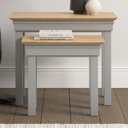 Seconique Bordeaux Pebble Grey and Oak Nest of Tables Set of 2