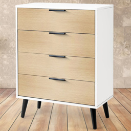Julian Bowen Alba 4 Drawer Wide Matt White and Oak Chest of Drawers