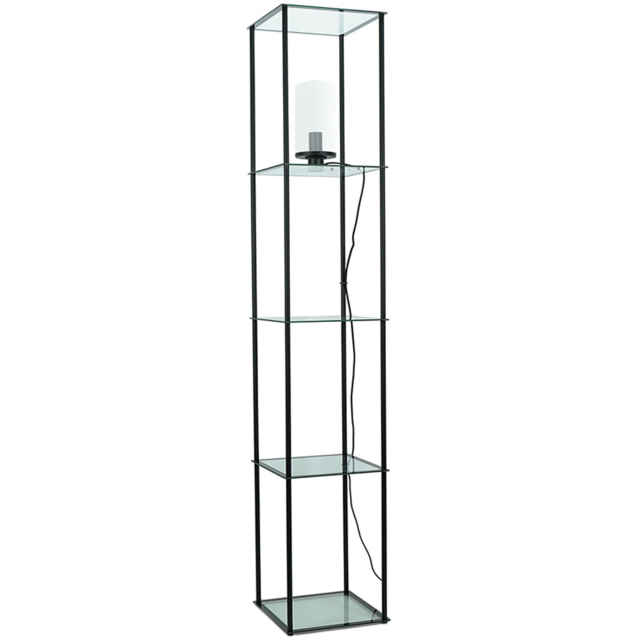 ValueLights Gobie 4 Shelf Black Metal Frame Glass LED Floor Lamp - image 1