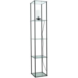 ValueLights Gobie 4 Shelf Black Metal Frame Glass LED Floor Lamp