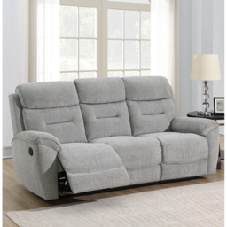 Clinton Light Grey 3 Seater Manual Recliner Sofa - thumbnail 4