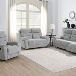 Clinton Light Grey 3 Seater Manual Recliner Sofa - thumbnail 3