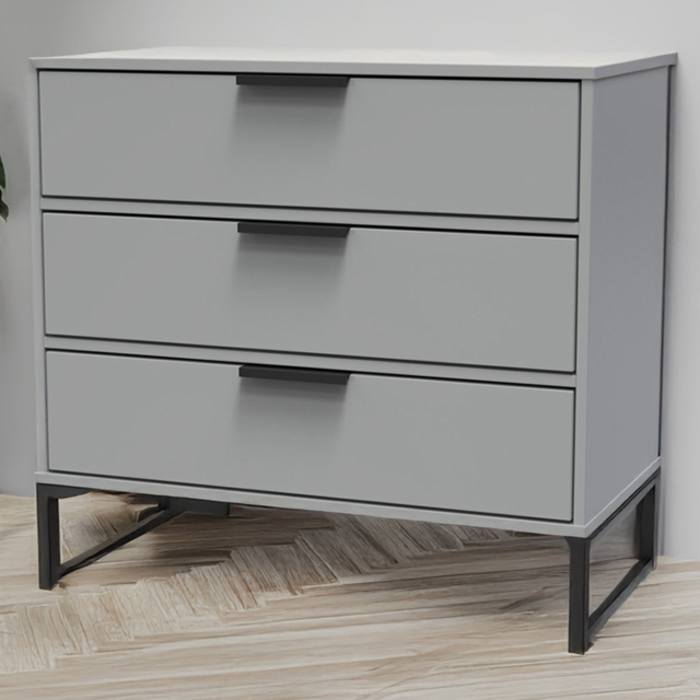 Crowndale Diego 3 Drawer Dusk Grey Chest of Drawers Ready Assembled - image 1