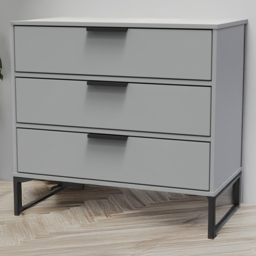Crowndale Diego 3 Drawer Dusk Grey Chest of Drawers Ready Assembled - thumbnail 1