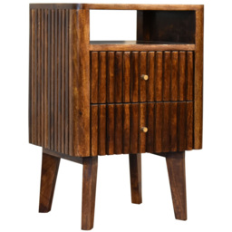 Artisan Furniture Reeve Dark Brown 2 Drawer Single Shelf Solid Wood Bedside Table - thumbnail 3