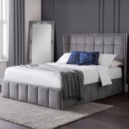 Julian Bowen Gatsby King Size Light Grey Velvet Storage Ottoman Bed