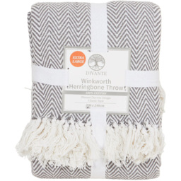 Winkworth Herringbone Throw - Grey