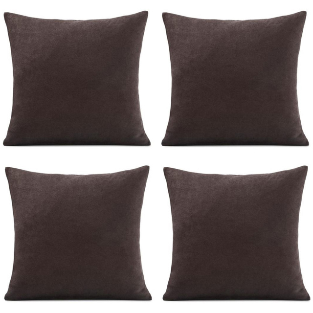 Alan Symonds Plain Velvet Chenille Chocolate Cushion with Polyester Filled Pad 45 x 45cm 4 Pack