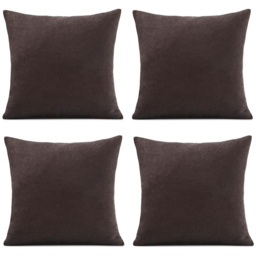 Alan Symonds Plain Velvet Chenille Chocolate Cushion with Polyester Filled Pad 45 x 45cm 4 Pack